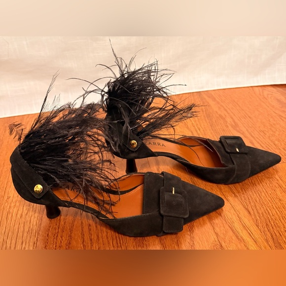ALTUZARRA Feather and Suede Black heels pump Sz‎ 39 made in Italy - Picture 5 of 16